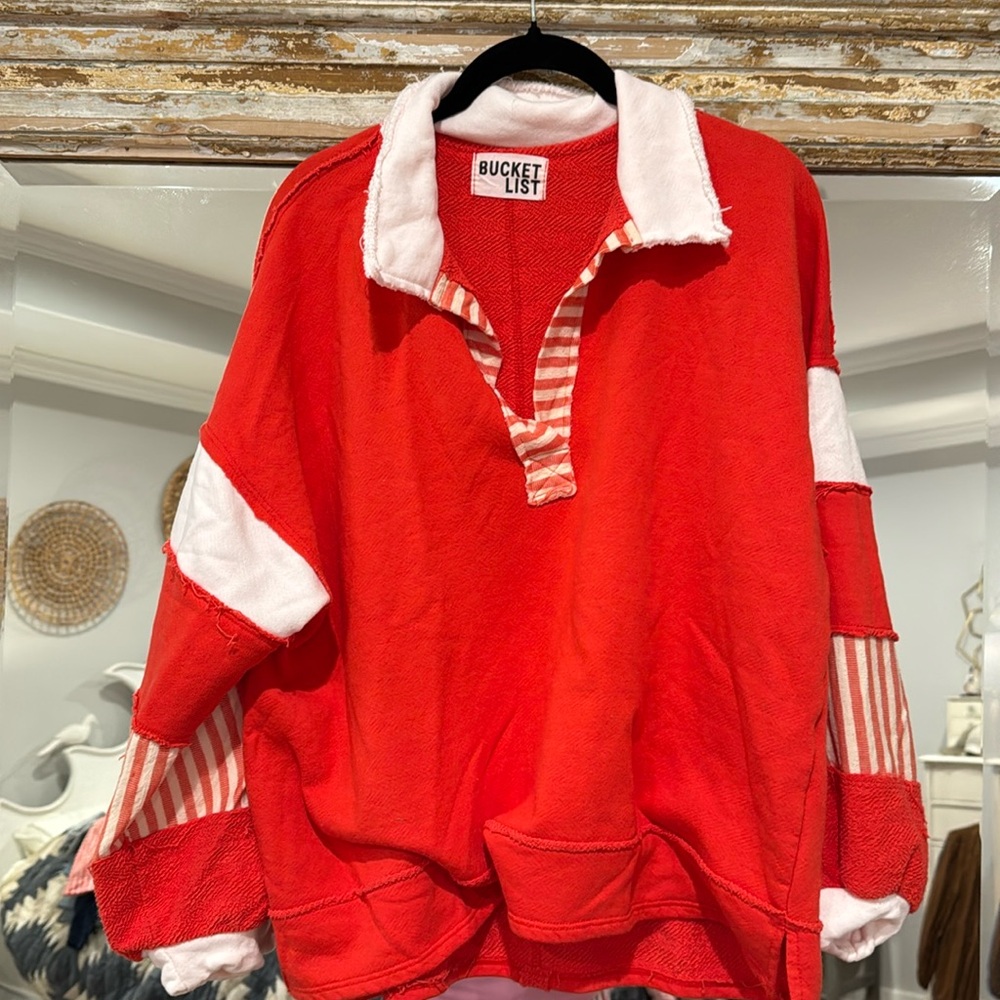 BUCKETLIST Red and White Women's Sweatshirt